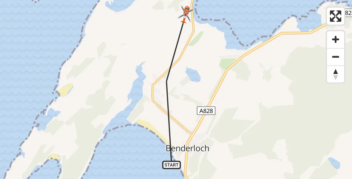Flight route Coastguard Helicopter Inner Seas - Inner Seas, 14 May 2026, 19:30