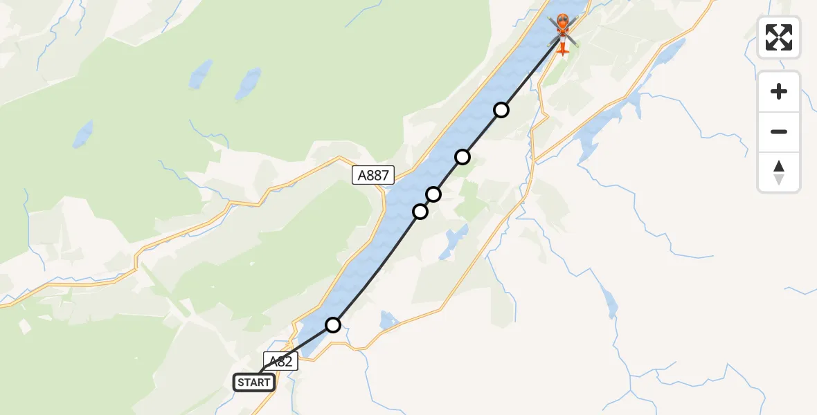 Flight route Coastguard Helicopter Fort Augustus - Loch Ness, 14 May 2026, 19:53