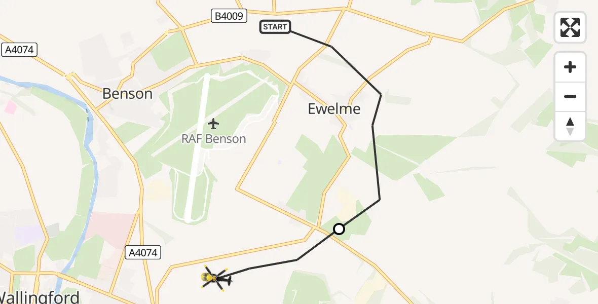 Flight route Police Helicopter Ewelme - Benson, 14 May 2026, 20:42