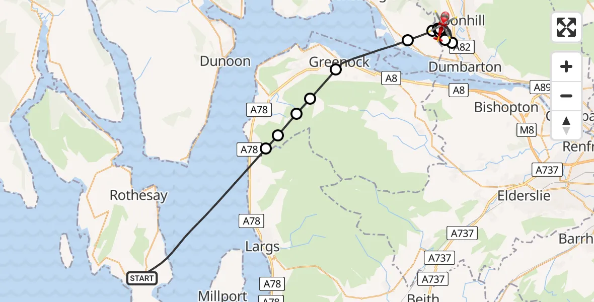 Flight route Air Ambulance Helicopter Inner Seas - Renton, 14 May 2026, 22:32