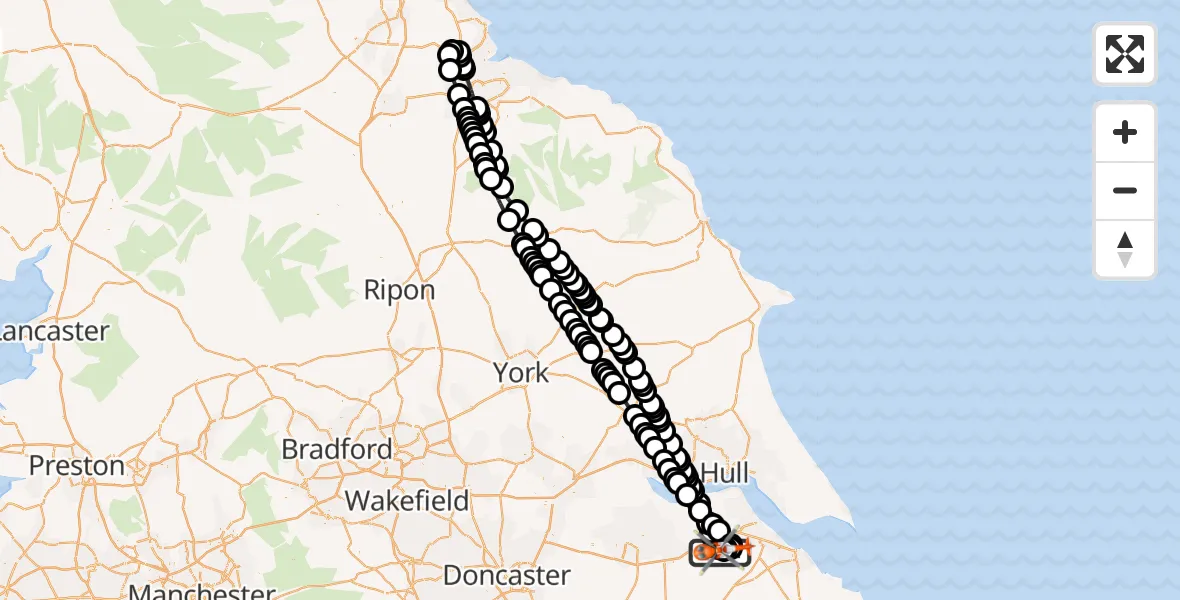 Flight route Coastguard Helicopter Humberside Airport - Humberside Airport, 14 May 2026, 23:44