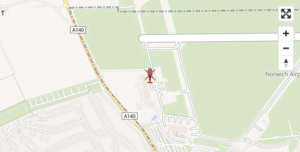 Flight route Air Ambulance Helicopter Norwich Airport - Norwich Airport, 15 May 2026, 07:04