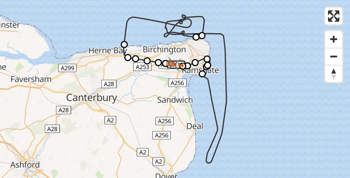 Flight route Coastguard Helicopter Manston Airport - Manston Airport, 15 May 2026, 08:29