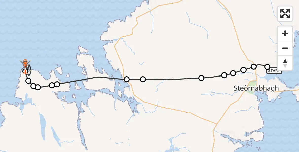Flight route Coastguard Helicopter Àird Thunga - North Atlantic Ocean, 15 May 2026, 09:03