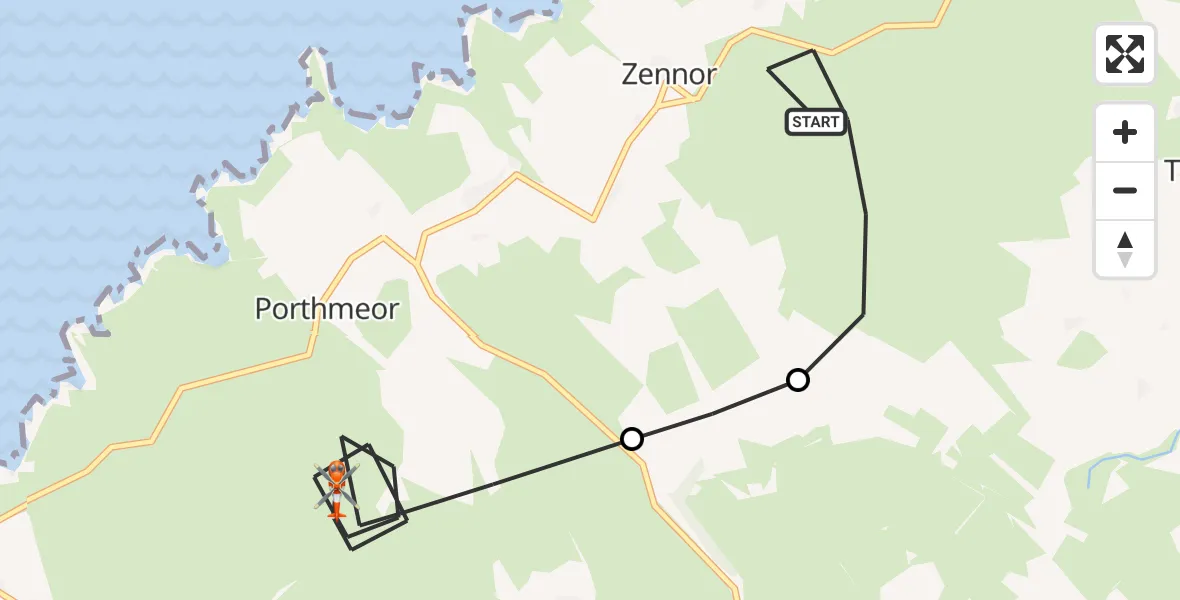 Flight route Coastguard Helicopter Zennor - Porthmeor, 15 May 2026, 09:28