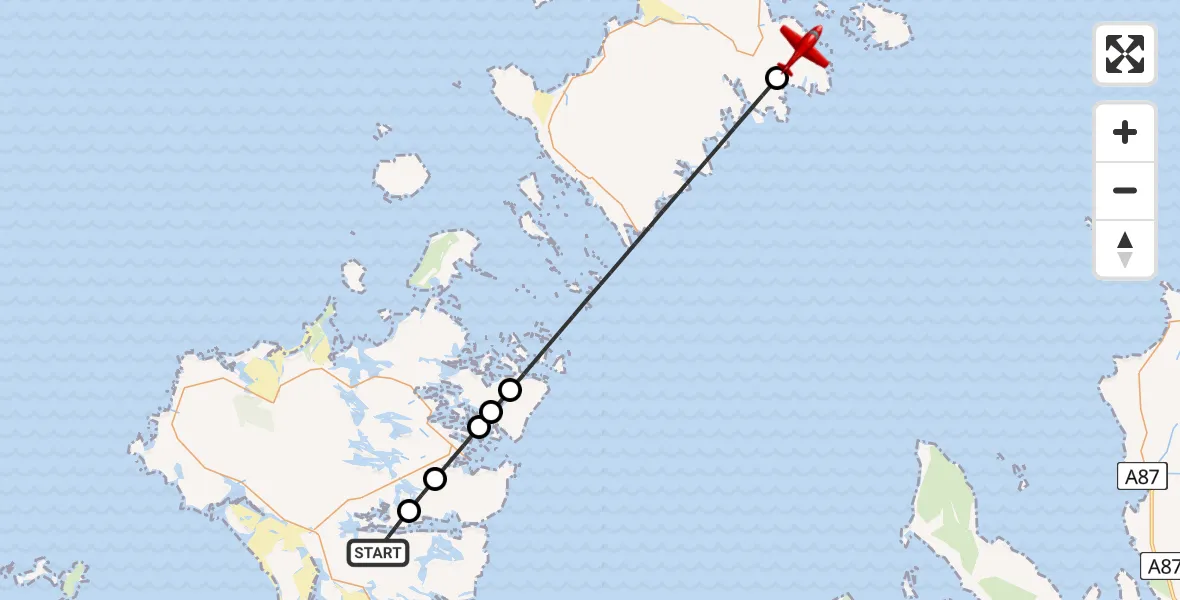Flight route Air Ambulance Aircraft Loch Euphort - Greosabhagh, 15 May 2026, 09:55