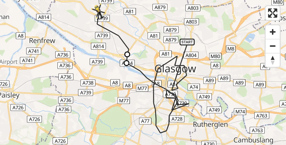 Flight route Police Helicopter Glasgow - Glasgow, 15 May 2026, 10:07