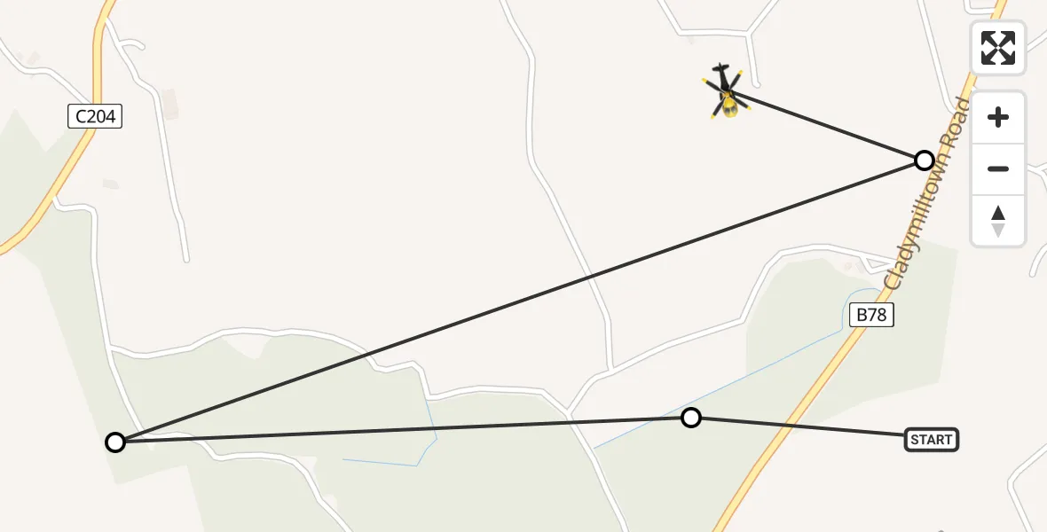 Flight route Police Helicopter Armagh City, Banbridge and Craigavon District Council - Armagh, 15 May 2026, 10:51