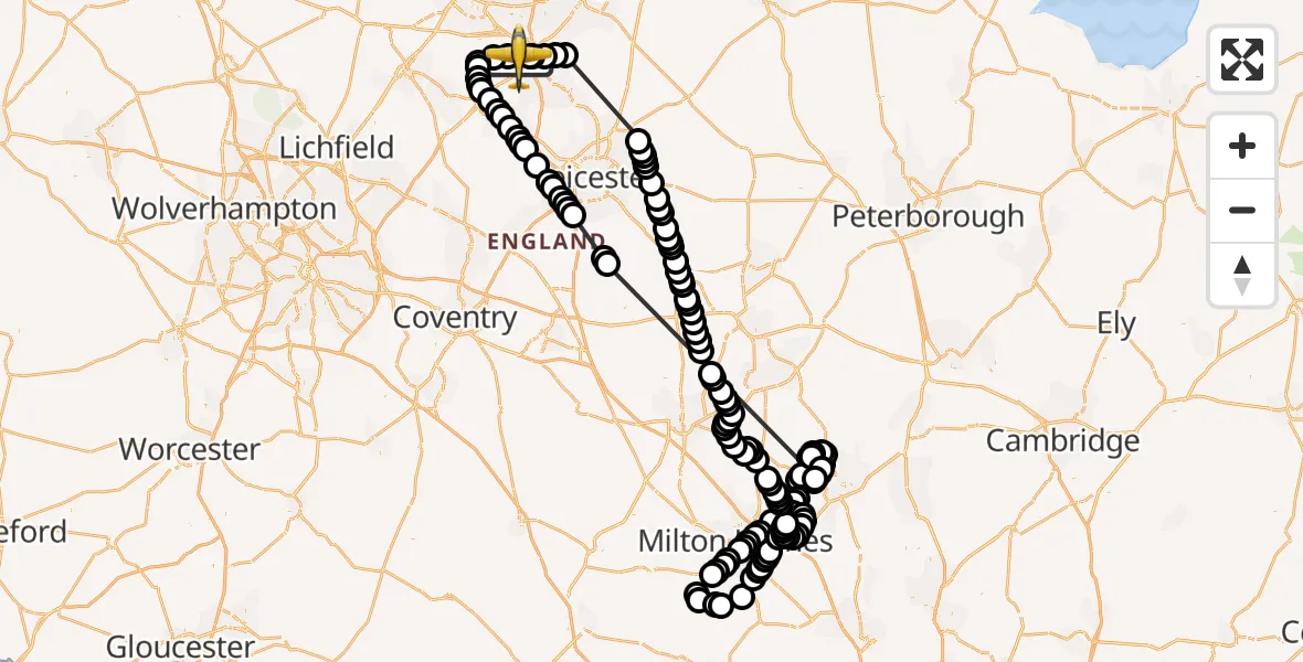 Flight route Police Aircraft East Midlands Airport - East Midlands Airport, 15 May 2026, 11:05