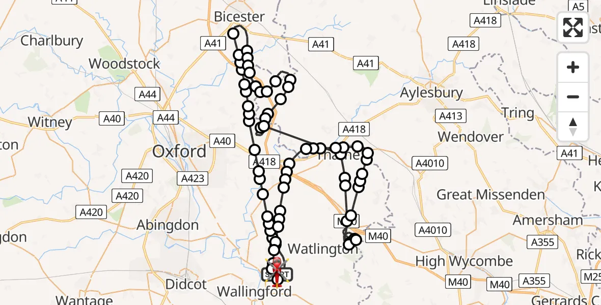 Flight route Air Ambulance Helicopter RAF Benson - RAF Benson, 15 May 2026, 11:43