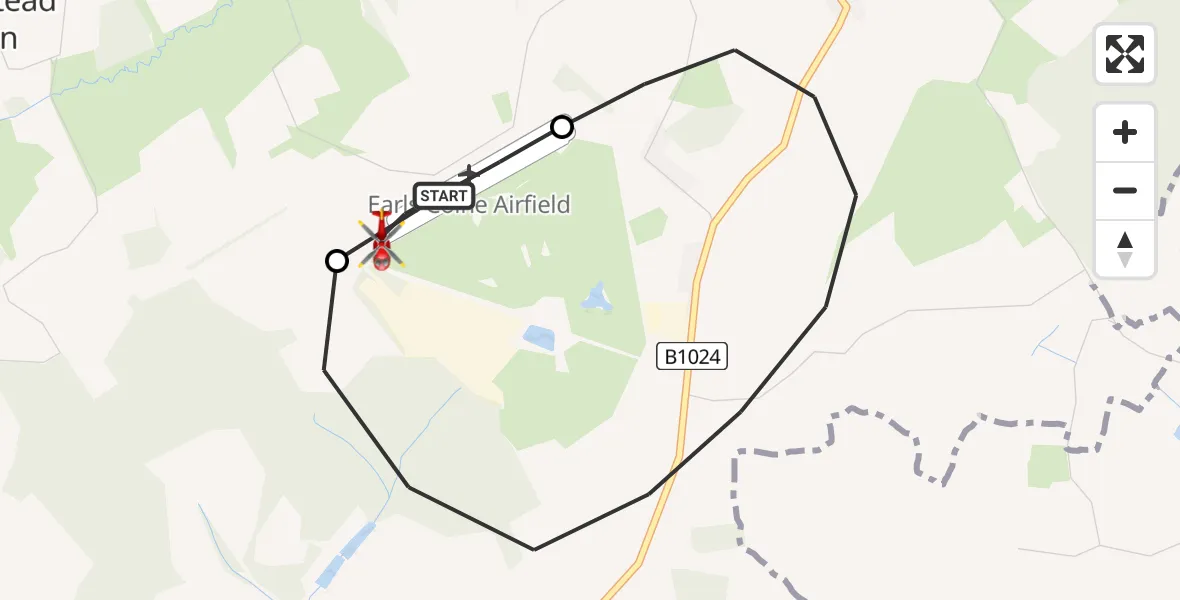 Flight route Air Ambulance Helicopter Earls Colne Airfield - Earls Colne Airfield, 15 May 2026, 12:22
