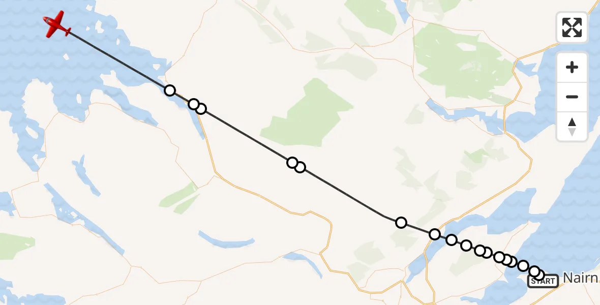 Flight route Air Ambulance Aircraft Ardersier - Inner Seas, 15 May 2026, 13:14