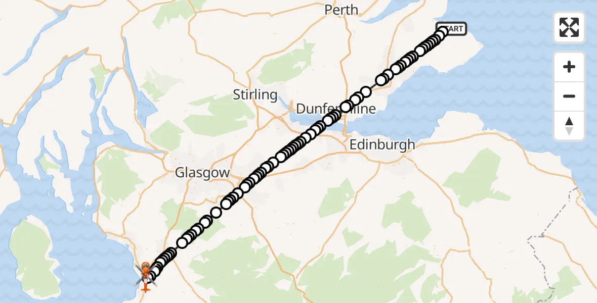 Flight route Coastguard Helicopter St Andrews - Glasgow Prestwick Airport, 15 May 2026, 16:58