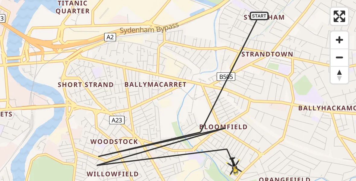 Flight route Police Helicopter Belfast City District - Belfast City District, 15 May 2026, 21:41