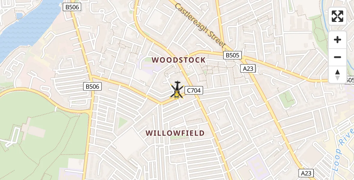 Flight route Police Helicopter Belfast City District - Belfast City District, 15 May 2026, 22:14