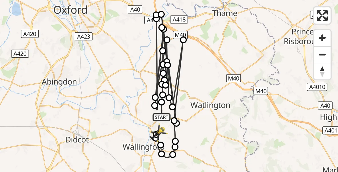 Flight route Police Helicopter Ewelme - RAF Benson, 15 May 2026, 22:32