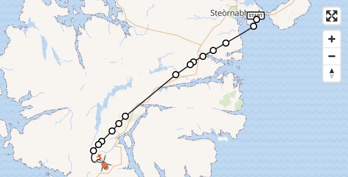 Flight route Coastguard Helicopter Stornoway Airport - Coire Loch nan Eang, 16 May 2026, 08:49