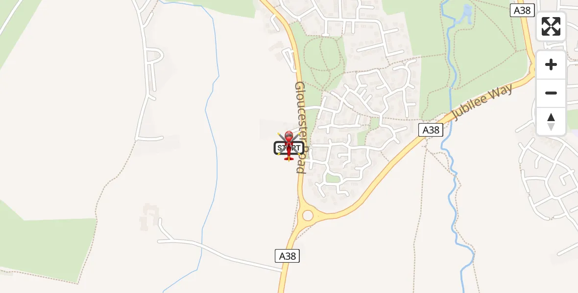 Flight route Air Ambulance Helicopter Tewkesbury - Tewkesbury, 16 May 2026, 09:16