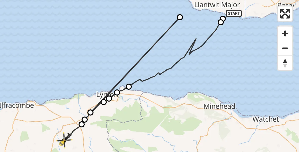 Flight route Police Helicopter MOD St Athan - North Devon, 16 May 2026, 09:38