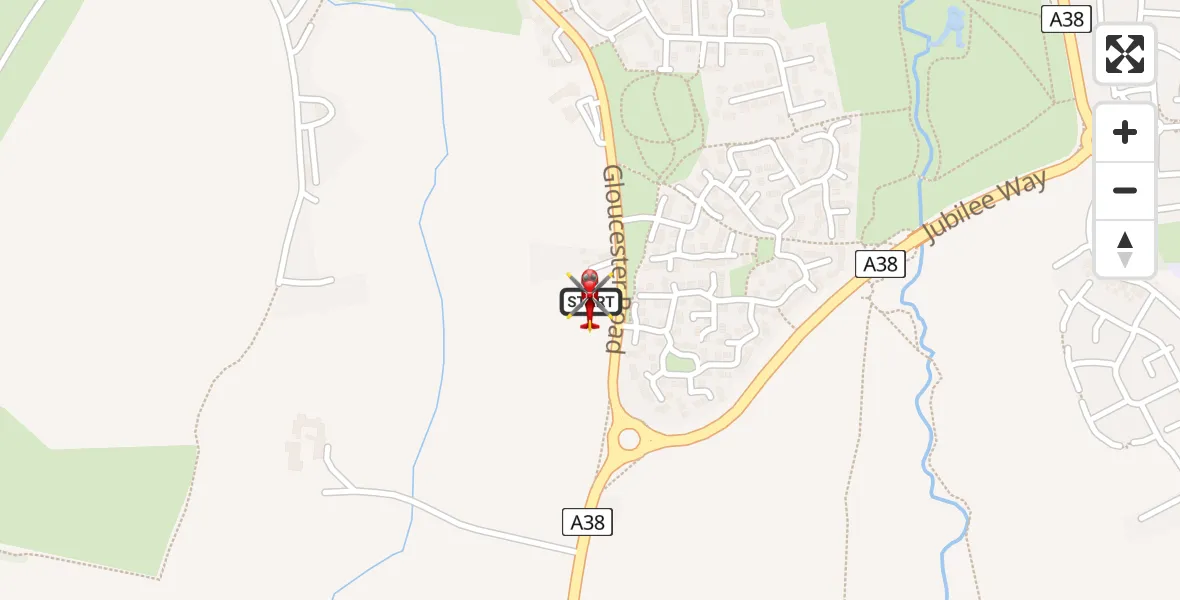 Flight route Air Ambulance Helicopter Tewkesbury - Tewkesbury, 16 May 2026, 09:44