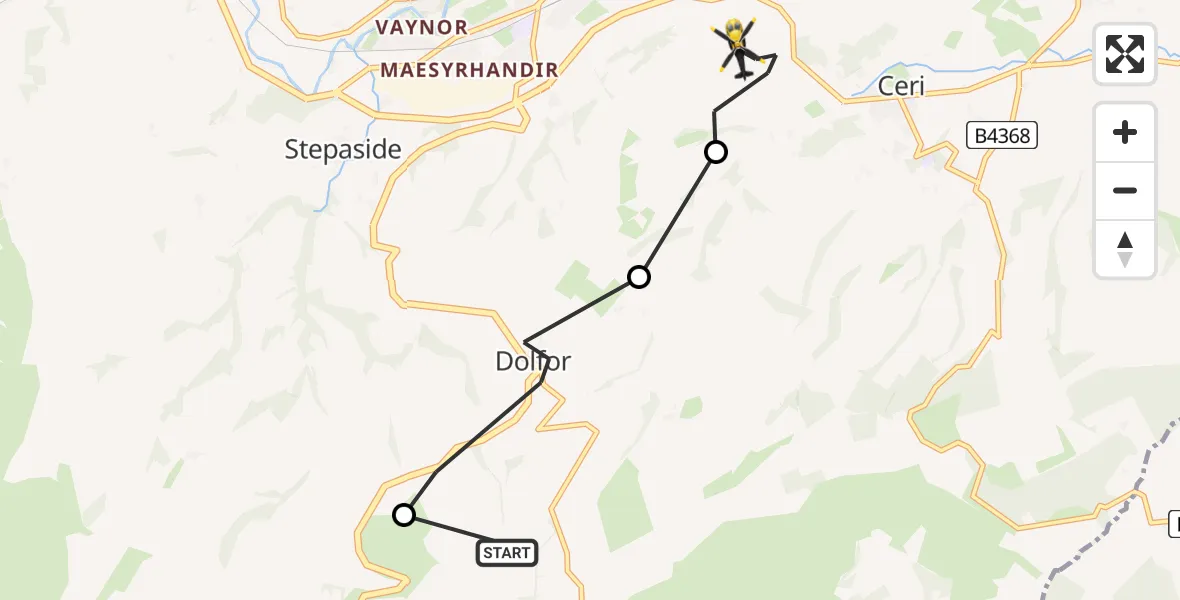 Flight route Police Helicopter Kerry - Dolfor, 16 May 2026, 10:43