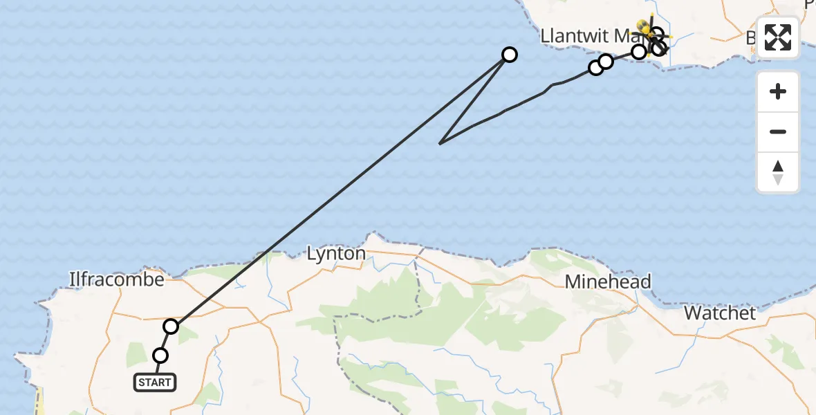 Flight route Police Helicopter Marwood - MOD St Athan, 16 May 2026, 11:25
