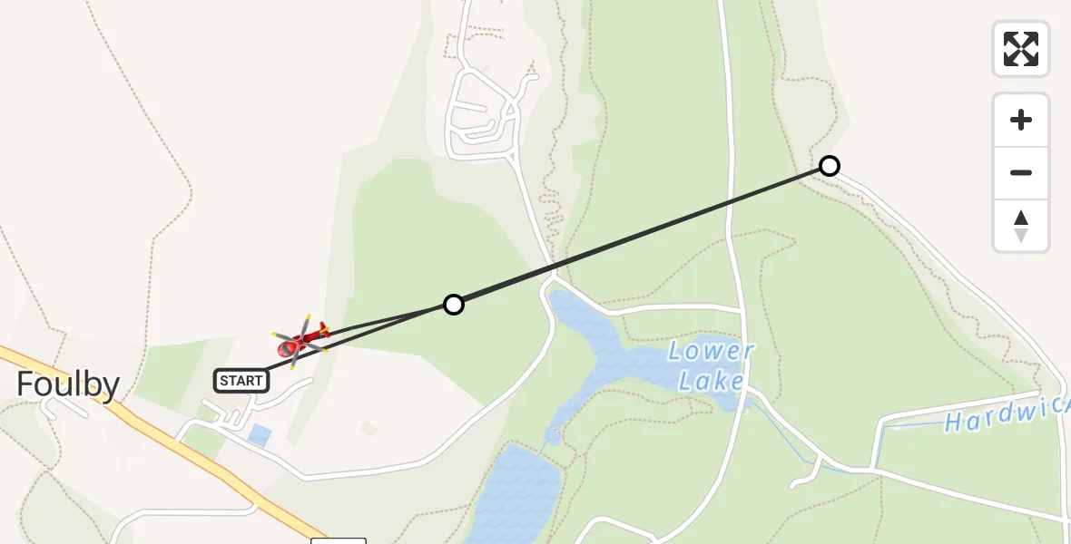 Flight route Air Ambulance Helicopter YAA Nostell Helicopter Port - YAA Nostell Helicopter Port, 16 May 2026, 15:25