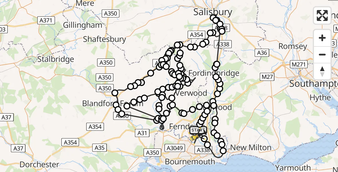 Flight route Police Helicopter Hurn - Bournemouth Airport, 16 May 2026, 16:34