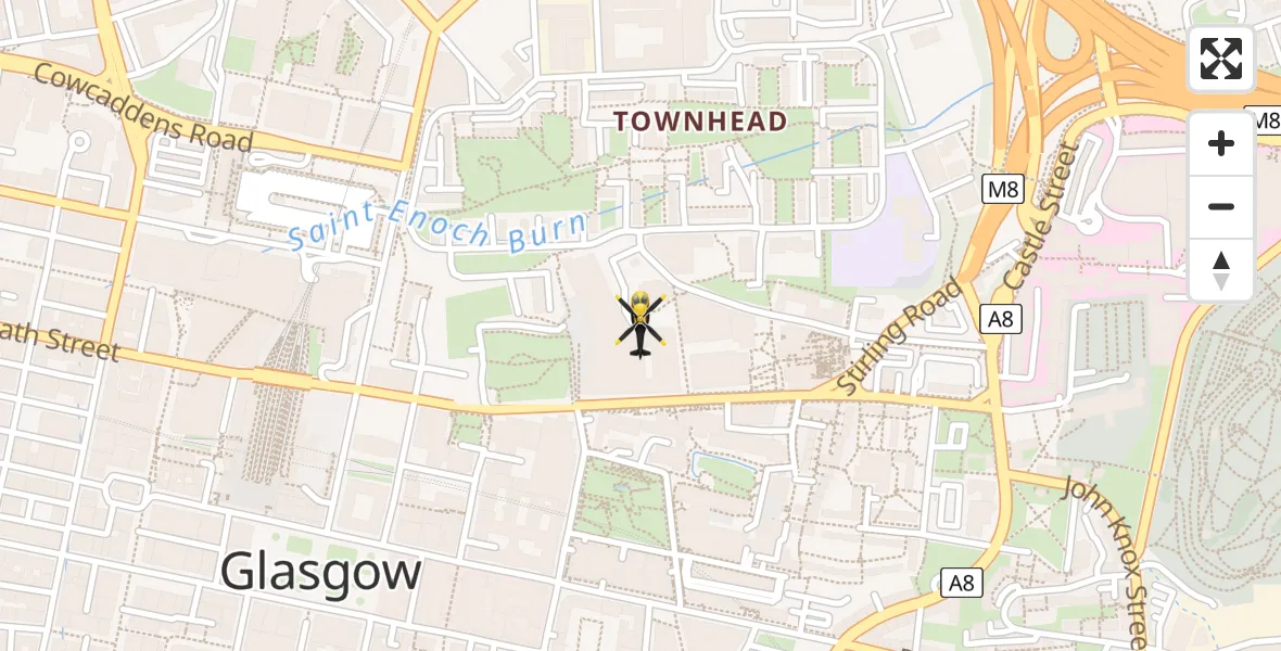 Flight route Police Helicopter Glasgow - Glasgow, 16 May 2026, 19:26
