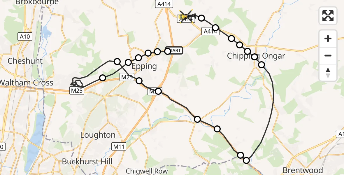 Flight route Police Helicopter North Weald Airfield - North Weald Bassett, 17 May 2026, 07:18
