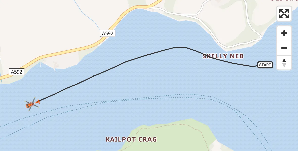 Flight route Coastguard Helicopter Ullswater - Ullswater, 17 May 2026, 11:15