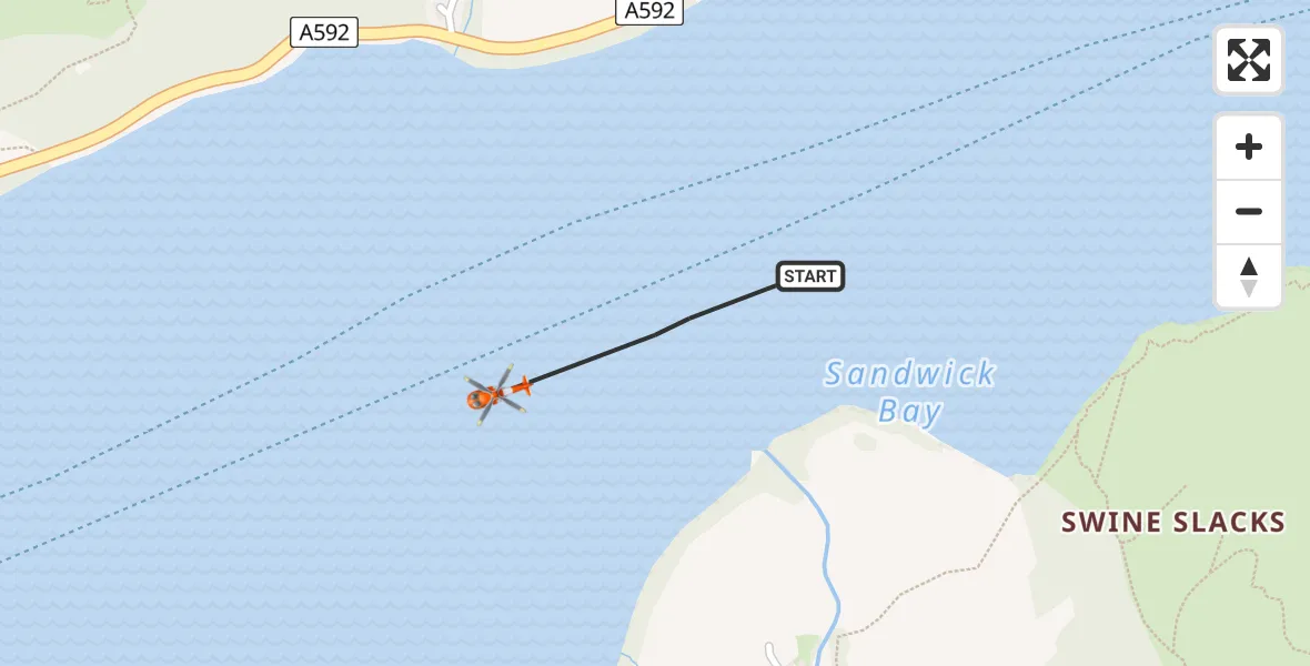 Flight route Coastguard Helicopter Ullswater - Ullswater, 17 May 2026, 12:35