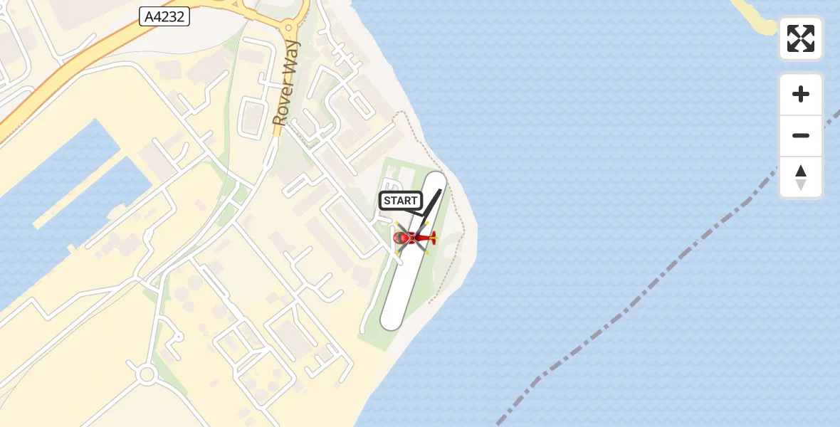 Flight route Air Ambulance Helicopter Cardiff Heliport - Cardiff Heliport, 17 May 2026, 13:04