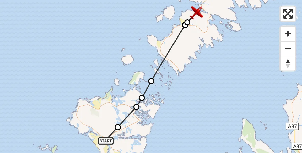 Flight route Air Ambulance Aircraft Clachan an Lùib - Àird Àsaig, 17 May 2026, 14:12