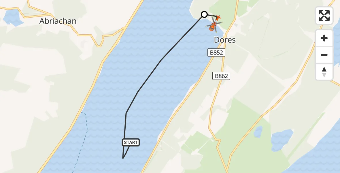 Flight route Coastguard Helicopter Loch Ness - Dores, 17 May 2026, 14:21