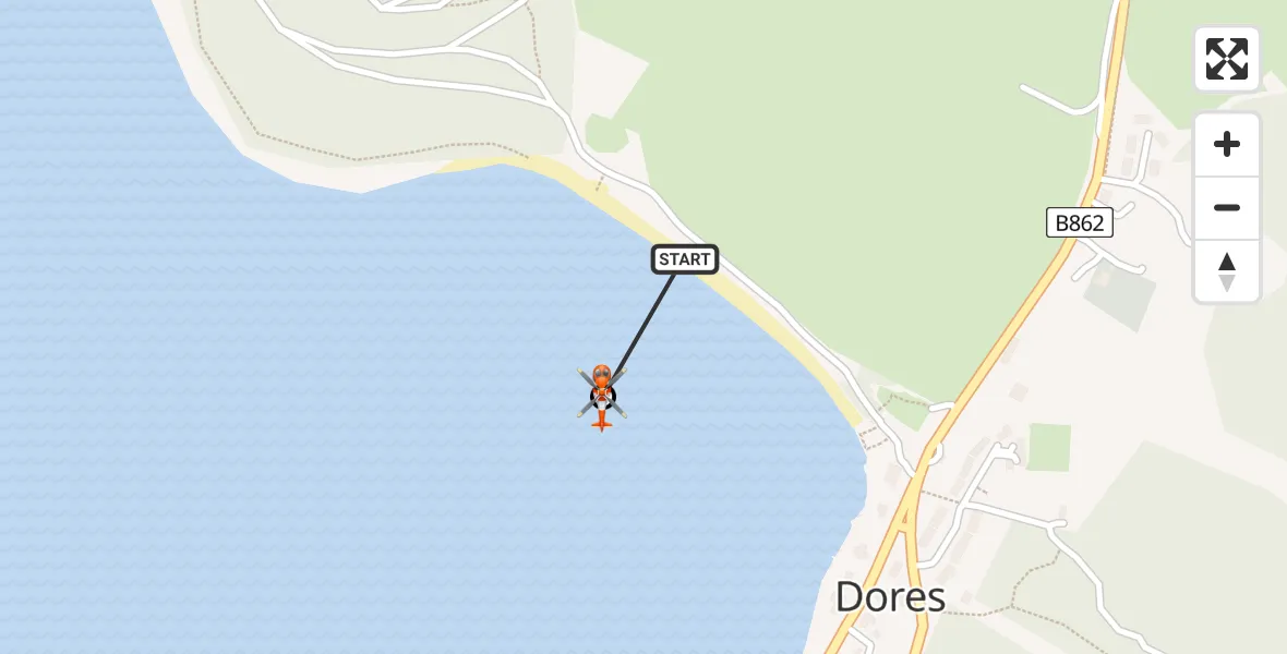 Flight route Coastguard Helicopter Dores - Loch Ness, 17 May 2026, 14:24