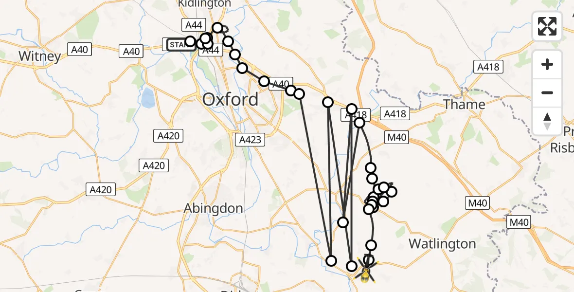 Flight route Police Helicopter Cherwell - Benson, 17 May 2026, 14:32