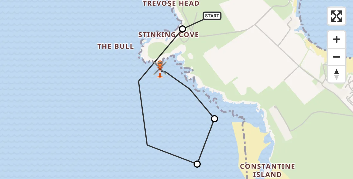 Flight route Coastguard Helicopter St. Merryn - Constantine Bay, 17 May 2026, 14:39