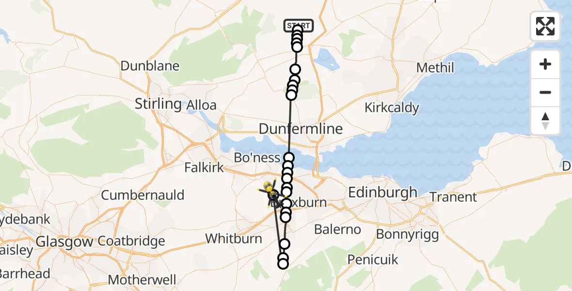 Flight route Police Helicopter Bankfoot - Bridgend, 17 May 2026, 15:38