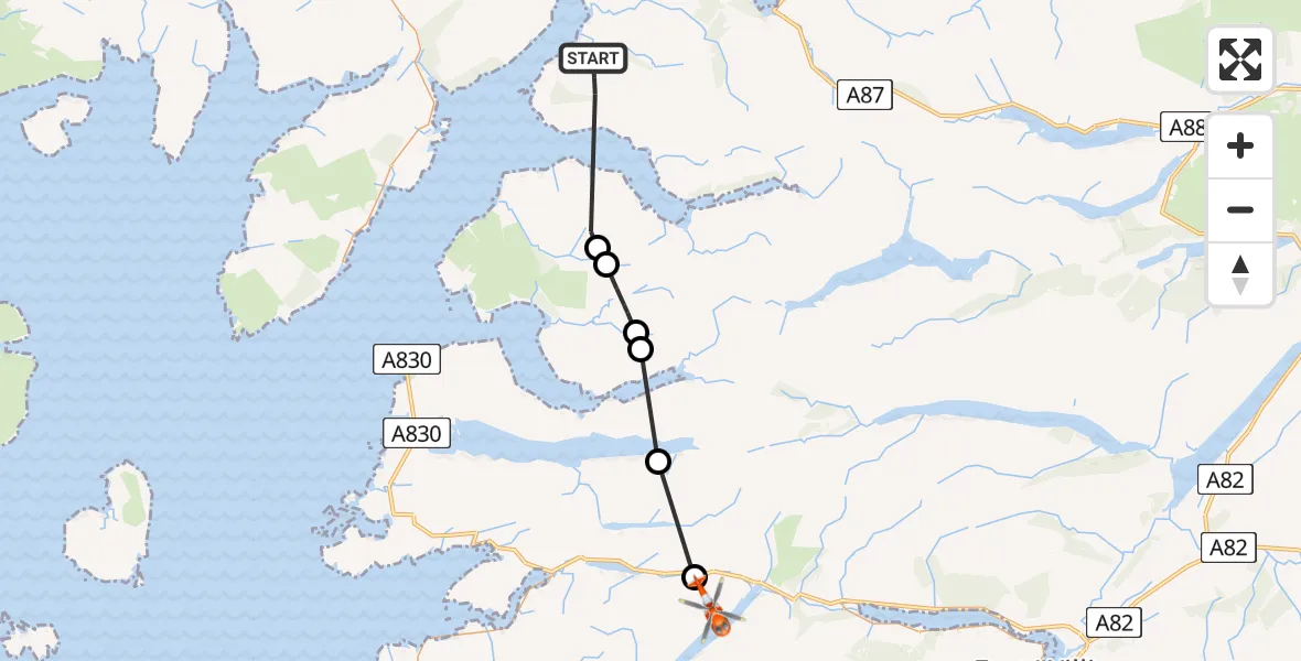 Flight route Coastguard Helicopter Inner Seas - Highland, 17 May 2026, 16:52