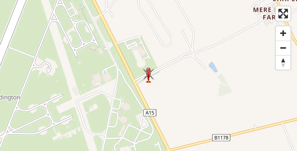 Flight route Air Ambulance Helicopter RAF Waddington - RAF Waddington, 17 May 2026, 18:09