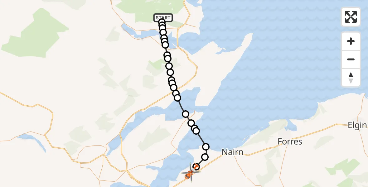 Flight route Coastguard Helicopter Ouvaig - Inverness Airport, 18 May 2026, 03:30