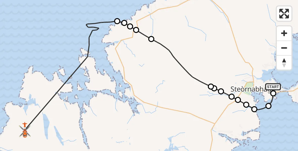 Flight route Coastguard Helicopter Stornoway Airport - Gearraidh Brinneabhal, 18 May 2026, 08:31
