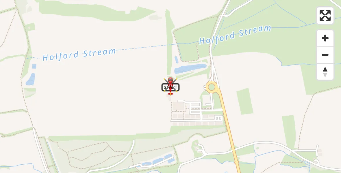 Flight route Air Ambulance Helicopter Stogursey - Bridgwater, 18 May 2026, 10:58