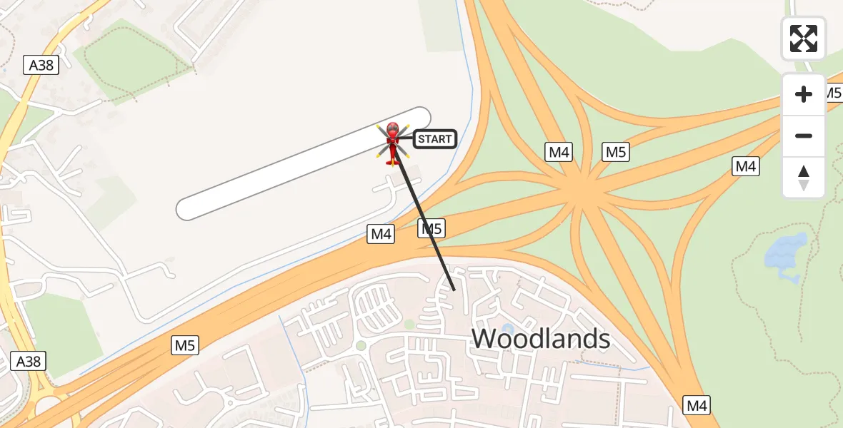 Flight route Air Ambulance Helicopter Almondsbury Helicopter Base - Almondsbury Helicopter Base, 18 May 2026, 11:14