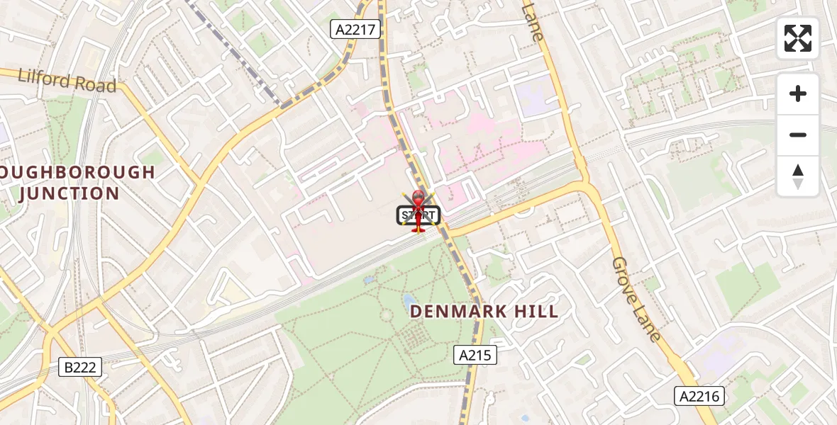 Flight route Air Ambulance Helicopter Kings College London Hospital - Kings College London Hospital, 18 May 2026, 11:19