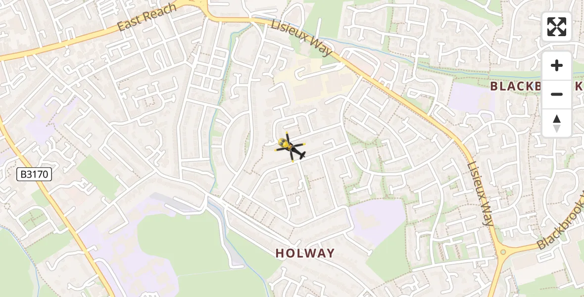 Flight route Police Helicopter Taunton - Taunton, 18 May 2026, 14:07