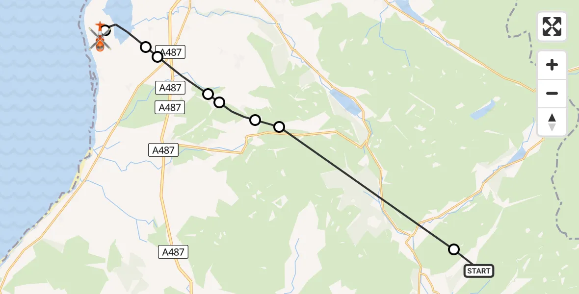 Flight route Coastguard Helicopter Beddgelert - Caernarfon Airport, 18 May 2026, 15:22