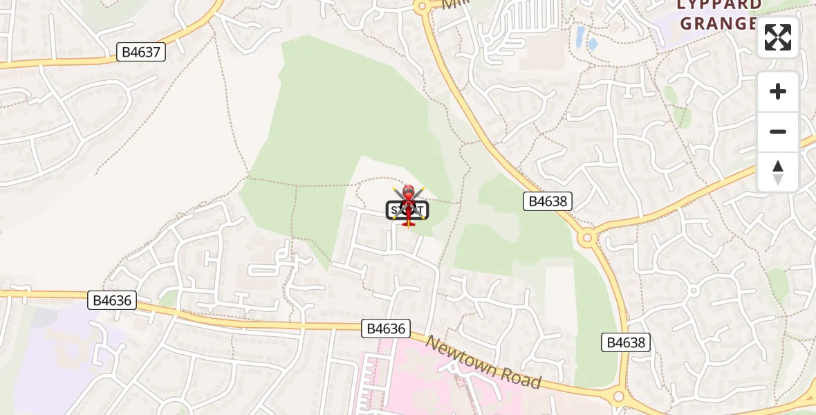 Flight route Air Ambulance Helicopter Worcester - Worcester, 18 May 2026, 17:10