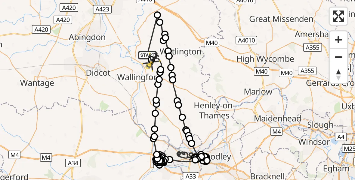 Flight route Police Helicopter Berrick Salome - Benson, 18 May 2026, 17:27